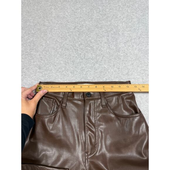 Abercrombie & Fitch Womens Size 0/25 Curve Love 90's Straight Faux Leather Pants - Picture 5 of 14